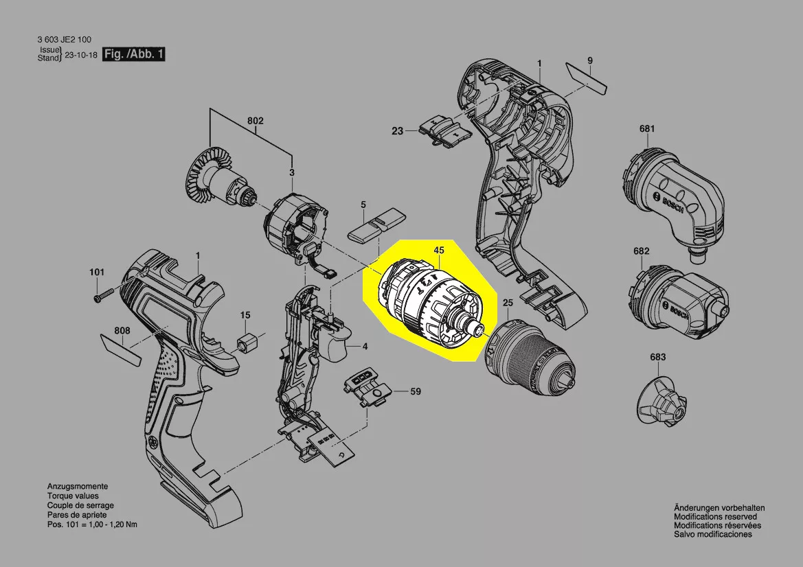 Boîte d\'engrenage planetaire réf. 1 600 A02 EV5 Bosch